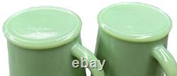 Pair Fire King Jadeite Jadite Green Milk Glass Philbe Wannabe Flat Bottom Mugs