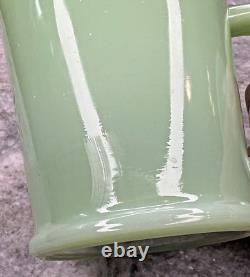 Pair Fire King Jadeite Jadite Green Milk Glass Philbe Wannabe Flat Bottom Mugs