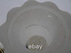 Pair Matching White Milk Glass Vintage Electric Table Dresser Lamps