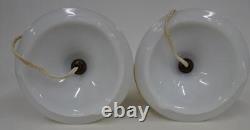 Pair Matching White Milk Glass Vintage Electric Table Dresser Lamps