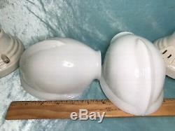 Pair Of Art Deco Paulding Porcelain Wall Light Sconce Fixtures Milk Glass Shade