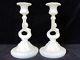 Pair Portieux French Milk Glass Sirene Candleholders, Rare Antique Form, C. 1933