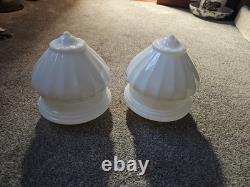 Pair White MILK Glass Acorn Hanging Lamp Shades