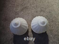 Pair White MILK Glass Acorn Hanging Lamp Shades