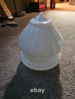 Pair White MILK Glass Acorn Hanging Lamp Shades