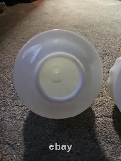 Pair White MILK Glass Acorn Hanging Lamp Shades