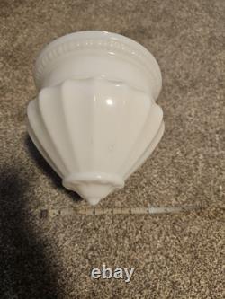Pair White MILK Glass Acorn Hanging Lamp Shades