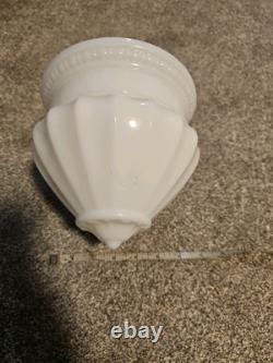 Pair White MILK Glass Acorn Hanging Lamp Shades