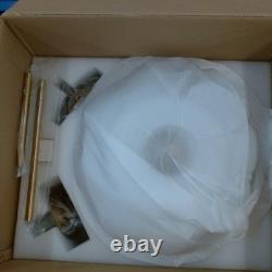 Pandaluna 15in White Milk Glass Vintage Semi Flush Ceiling Brass LED Chandelier