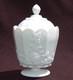 Paneled Grape White Milk Glass Canister, Biscuit Barrel Westmoreland Vtg