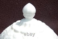 Paneled Grape White Milk Glass CANISTER, Biscuit Barrel Westmoreland Vtg