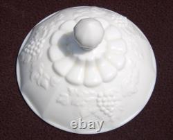 Paneled Grape White Milk Glass CANISTER, Biscuit Barrel Westmoreland Vtg