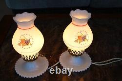 Patriotic Vintage Milk Glass Lamp, Fourth of July Decor Lamp, Bedside Table Lamp