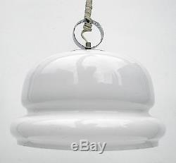 Pendant Hanging Light White Milk Glass Lamp Vintage Mid-Century Modern 1970s