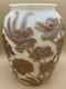 Phoenix Consolidated Glass Poppy Vase White Milk Glass Brown Sculpted 10.5 Read