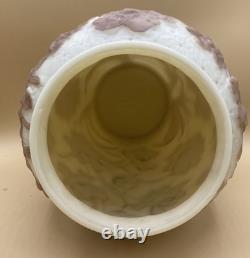 Phoenix Consolidated Glass Poppy Vase White Milk Glass Brown Sculpted 10.5 READ