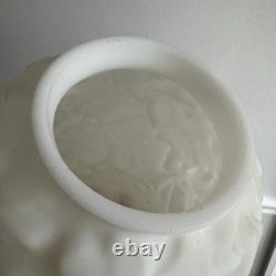 Phoenix Satin Milk Glass Dogwood Vase Molded Flowers 30's 40's