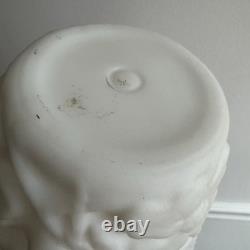 Phoenix Satin Milk Glass Dogwood Vase Molded Flowers 30's 40's