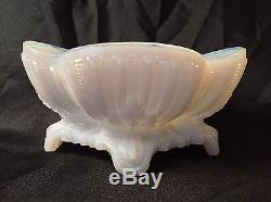 Portieux Vallerysthal France Squirrel Top Covered Candy Bowl Opaline Milk Glass
