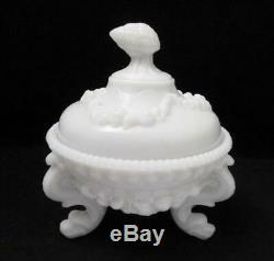 Portieux Vallerysthal French Milk Glass Argonaut Shell Dolphin Lidded Dish