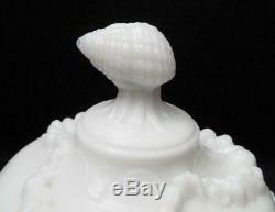 Portieux Vallerysthal French Milk Glass Argonaut Shell Dolphin Lidded Dish