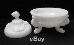 Portieux Vallerysthal French Milk Glass Argonaut Shell Dolphin Lidded Dish