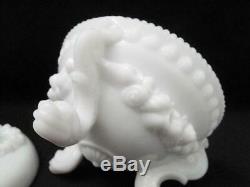 Portieux Vallerysthal French Milk Glass Argonaut Shell Dolphin Lidded Dish