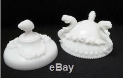 Portieux Vallerysthal French Milk Glass Argonaut Shell Dolphin Lidded Dish