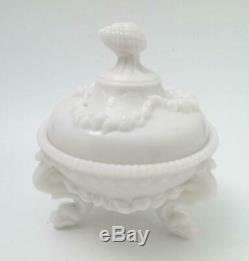 Portieux Vallerysthal French Milk Glass Argonaut Shell Dolphin Lidded Dish