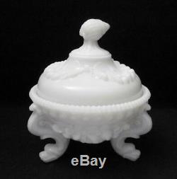 Portieux Vallerysthal French Milk Glass Argonaut Shell Dolphin Lidded Dish