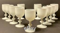 Portieux Vallerysthal Lot 11+2 Water Goblets French Opaline Milk Glass