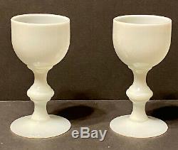 Portieux Vallerysthal Lot 11+2 Water Goblets French Opaline Milk Glass