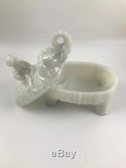 Portieux Vallerysthal Milkglass Elephant with Rider Covered Dish lot 1049