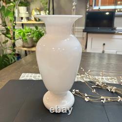 Portieux Vallerysthal PV France White Milk Glass Tall Urn Vase Rare Vintage