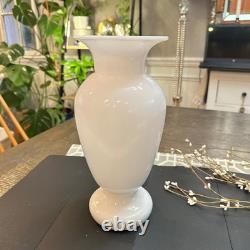 Portieux Vallerysthal PV France White Milk Glass Tall Urn Vase Rare Vintage