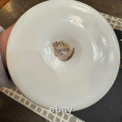 Portieux Vallerysthal PV France White Milk Glass Tall Urn Vase Rare Vintage