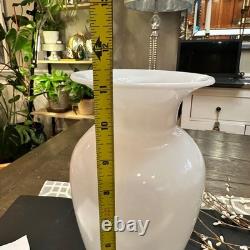 Portieux Vallerysthal PV France White Milk Glass Tall Urn Vase Rare Vintage