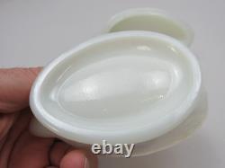 Portieux Vallerysthal Swimming Duck on Nest Covered Dish Milk Glass Vintage