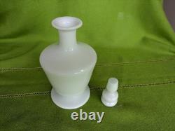 Portieux Vallerysthal White Opaline milk glass decanter & glassware set (8 pc)