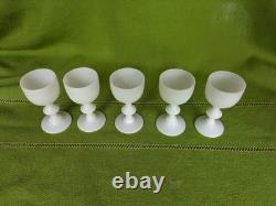 Portieux Vallerysthal White Opaline milk glass decanter & glassware set (8 pc)