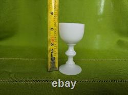 Portieux Vallerysthal White Opaline milk glass decanter & glassware set (8 pc)