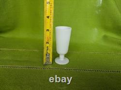 Portieux Vallerysthal White Opaline milk glass decanter & glassware set (8 pc)