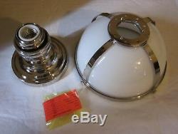 Pottery Barn Classic Milk Glass Ceiling Mount Pendant Polished Nickel Small