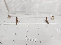 Pr Vintage White Porcelain Milk Glass & Clear Glass Towel Bar Original Hardware