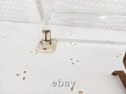 Pr Vintage White Porcelain Milk Glass & Clear Glass Towel Bar Original Hardware
