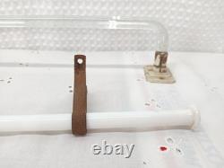 Pr Vintage White Porcelain Milk Glass & Clear Glass Towel Bar Original Hardware