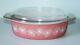 Pyrex #045 2.5 Quart Large Pink White Daisy Casserole Dish With Lid Mrs. Maisel