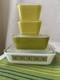 Pyrex 1960s Autumn Floral Verde Refrigerator Complete Set Of 8 Pieces 501-503 B