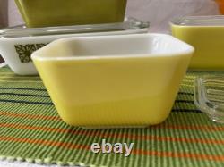 Pyrex 1960s Autumn Floral Verde Refrigerator complete set of 8 Pieces 501-503 B