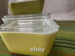 Pyrex 1960s Autumn Floral Verde Refrigerator complete set of 8 Pieces 501-503 B